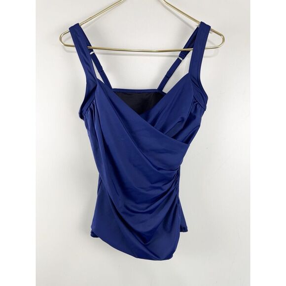 Talbots x Miraclesuit Light Control Blue Ruched Sanibel Tankini Top Sze 8 - Picture 1 of 3